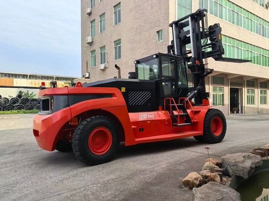Forklift Angkat Berat Oranye Merah Transmisi Hidraulik Jenis Kemudi Roda Depan Atau Belakang untuk Operasi Gudang