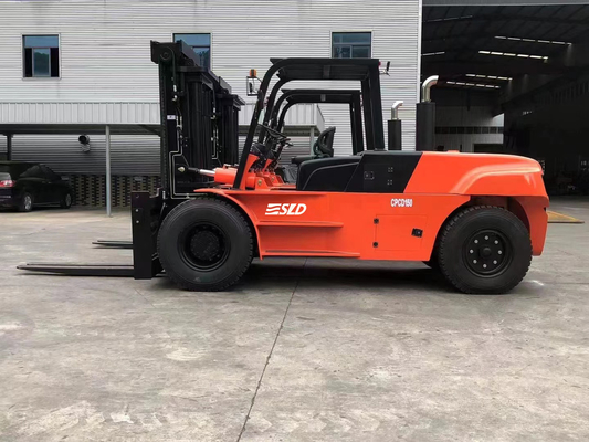Oranyeu Merah Heavy Lift Forklift dengan tipe kemudi roda depan atau belakang dan perlengkapan rol prong