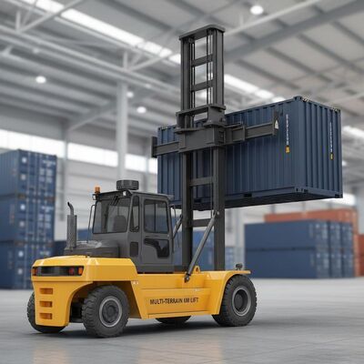 Forklift Kontainer Kabin Tertutup Penuh dengan AC Ketinggian Angkat 6 Meter Forklift Serbaguna untuk Transportasi dan Penyimpanan Kontainer